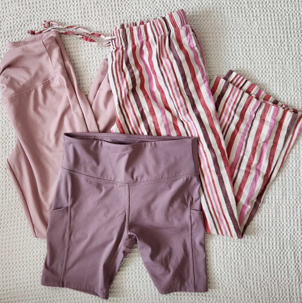 All in Motion Mauve and Pink Striped Pajama Set